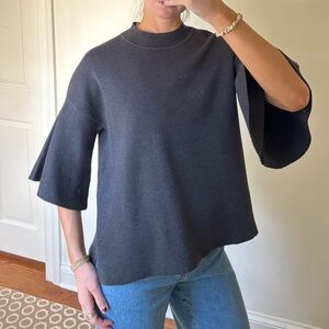 Gray Bell Sleeve Sweater